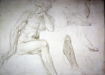 男性裸体研究（纸上铅笔） 作者 威廉·布莱克·里士满