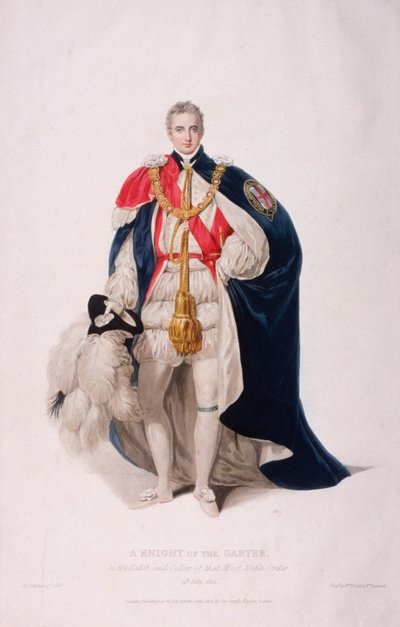 穿着礼节性服装的吊袜带骑士，1824年 作者 威廉·邦德