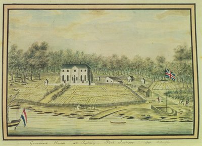 州长在悉尼的房子，杰克逊港，1791年 作者 威廉布拉德利