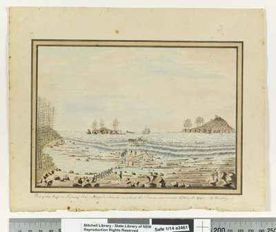 Opp.第195页。诺福克岛悉尼湾的部分礁石，天狼星号在此失事。1790年3月19日。"，约1802年（水彩）。 作者 威廉布拉德利