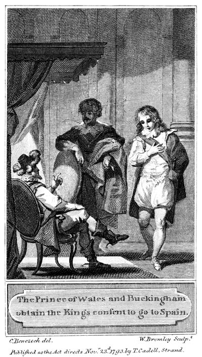 威尔士亲王和白金汉获得国王同意，前往西班牙，1793年 作者 威廉·布罗姆利