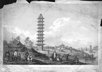 1796年，在大运河两岸的林津市附近的一处风景。 作者 威廉·伯恩