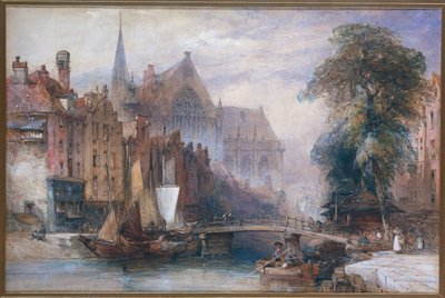 从北面看阿姆斯特丹的 Nieuwe Kerk 和 Nieuwezijds Voorburgwal 作者 威廉·卡洛