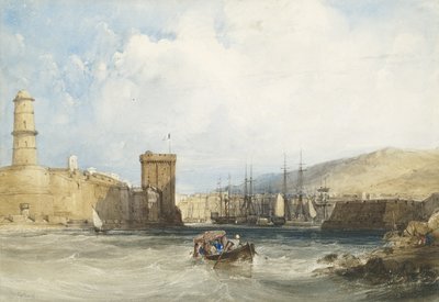 马赛港口入口，约1838年 作者 William Callow