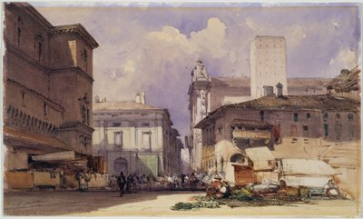 透过dell“独立纪念馆与博洛尼亚宫（Palazzo Comunale），1892年 作者 威廉·卡洛