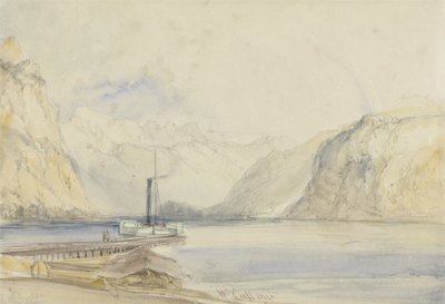 Wallenstadt，来自瑞士Wesen（铅笔和纸上的卫生纸） 作者 威廉·卡洛