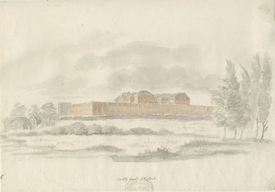 斯塔福德 - Shire Hall：建筑师的水墨画（有色），nd [c 1798]（绘图） 作者 威廉·卡特