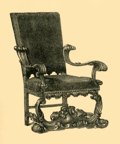 胡桃木扶手椅，c1685-1710，1881。 作者 威廉·卡特利