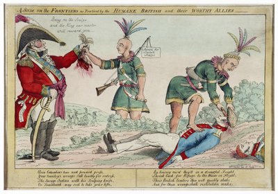 英国人文及其值得信赖的同盟所实现的前沿景象，酒吧。 1812年（手工彩色雕刻） 作者 威廉·查尔斯