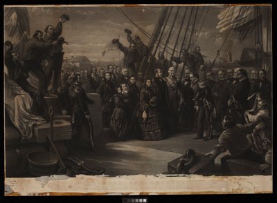 英国和美国。维多利亚女王陛下于 1856 年 12 月 16 日访问 "坚决 "号北极船，约 1859 年（版画、石刻、木板） 作者 威廉·“克里米亚”·辛普森
