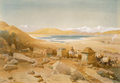 盐湖 -  Thibet，来自&39;印度古代和现代&39;，1867年 作者 威廉·克里米亚·辛普森