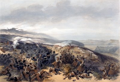 他们在Inkerman战役中重新夺回双炮电池时的第二次冲锋，由Edmond Morin（1824-82）在东方战争的座位 - 第一系列中雕刻，由Colnaghi und出版 作者 威廉·克里米亚·辛普森