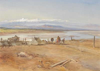 1865年旁遮普河Chenab河（纸上水粉和水粉） 作者 威廉·克里米亚·辛普森