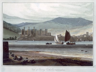 卡纳文郡康威城堡景观》，威尔士，1814-1825年 作者 威廉·丹尼尔