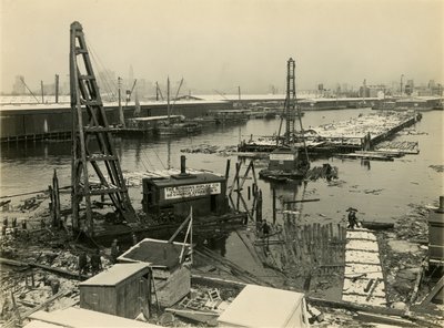 身份不明的工业滨水区，c.1910-21 作者 威廉·戴维斯·哈斯勒