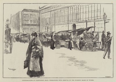 在Farringdon Road的Costermongers受到Holborn Board of Works的驱逐威胁 作者 威廉·道格拉斯·杏仁