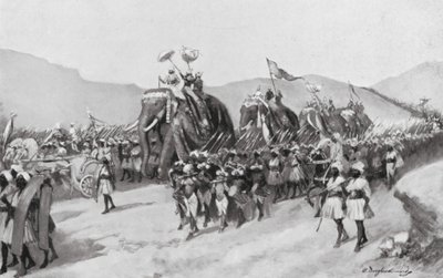 维克拉玛蒂亚-古普塔出征，公元 395 年（石版画） 作者 William Douglas Almond