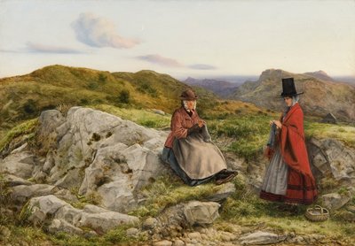 威尔士风景与两个编织的女人》，1860年 作者 威廉·戴斯
