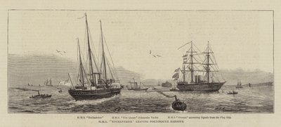 HMS Enchantress离开朴茨茅斯港 作者 威廉·爱德华·阿特金斯