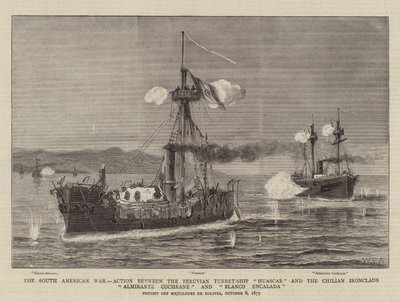 南美战争，秘鲁炮塔之间的行动Huascar和Chilian Ironclads Almirante Cochrane和Blanco Encalada之间的行动 作者 威廉·爱德华·阿特金斯