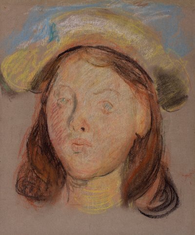 一个女孩的头（木炭和蜡笔在纸上） 作者 威廉·爱德华·斯托特