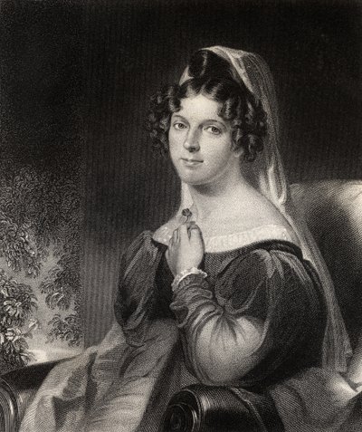 W.Holl雕刻的Felicia Dorothea Hemans，来自&39;The National Portrait Gallery，Volume 1&39;，发表于1820年 作者 威廉·爱德华·韦斯特
