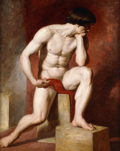 男性裸体，全长坐着， 作者 William Etty