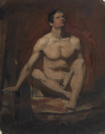 坐姿男性裸体，正视图 作者 William Etty