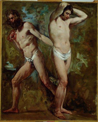 两个站立的男性裸体（布面油画） 作者 William Etty