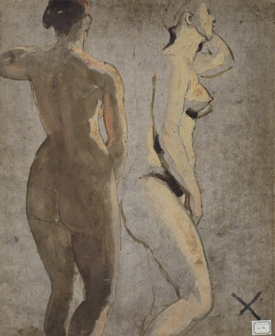 两个站立的女性裸体 作者 William Etty