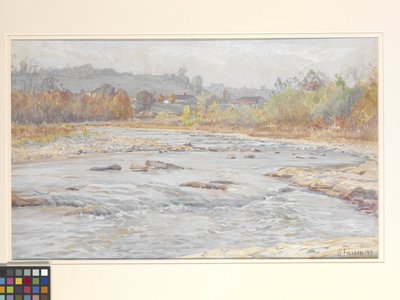 白水急流（灰白色纸上的水彩画） 作者 威廉福赛思