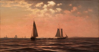 缅因州海岸萨科湾的下午，1874年。 作者 威廉·弗雷德里克·德哈斯