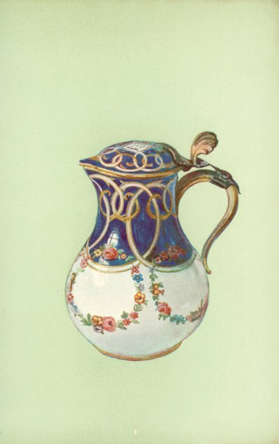 Jug, Sevres, 宝蓝色 (彩色石版画) 作者 威廉·吉布