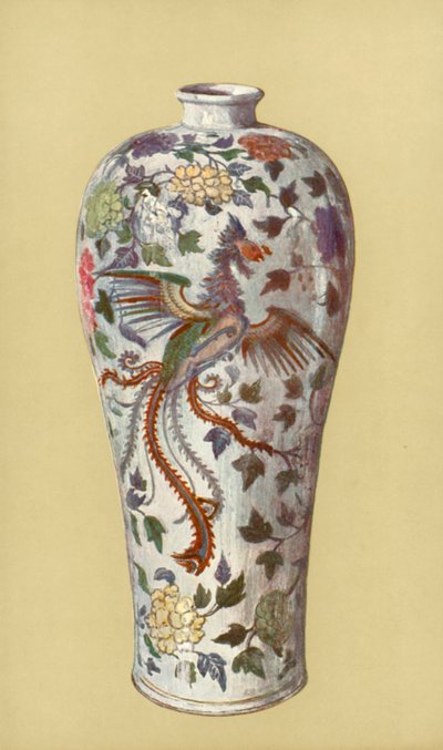 古风花瓶，中国，容城时期（彩色石版画） 作者 威廉·吉布