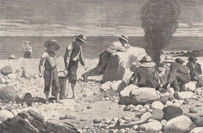 海边的素描--蛤蜊的烘烤 哈珀周刊，第十七卷，1873年8月23日。   作者 威廉·H·雷丁