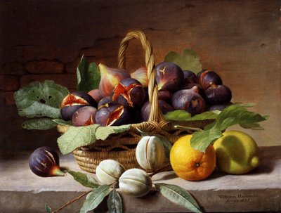 无花果和核桃静物画 作者 威廉·哈默