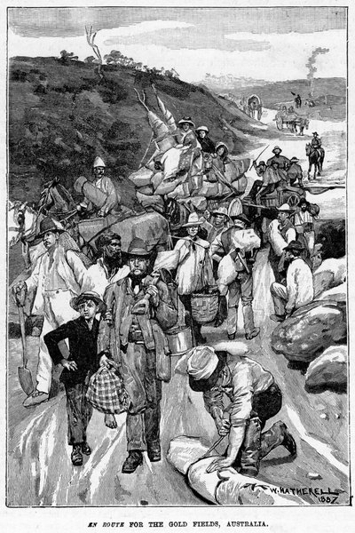1887年，在前往金矿的途中。 作者 威廉·哈瑟雷尔