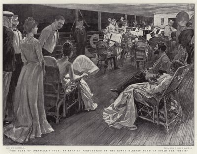 康沃尔公爵之旅，由皇家海军陆战队乐队登上Ophir 作者 William Hatherell