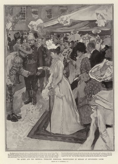 女王和帝国Yeomanry医院，在Devonshire House颁发奖章 作者 William Hatherell
