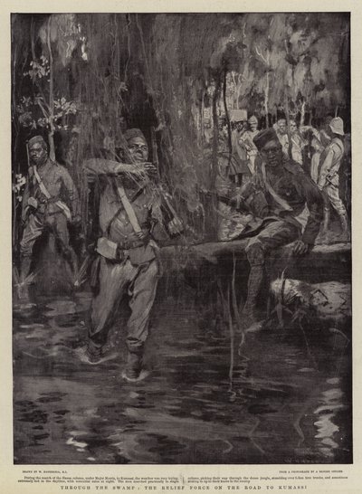 穿过沼泽地，通往库马西的救济部队 作者 William Hatherell