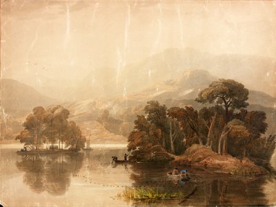 凯瑟克湖（纸上的彩色和水彩（贴在卡片上）） 作者 William Havell