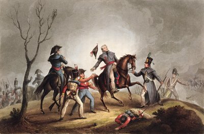 1809年1月17日约翰摩尔爵士（1761-1809）的死亡，来自1899年至1815年的“英国及其盟友的军事成就”，詹姆斯詹金斯，由Thomas Sutherland（bc1785）发表 作者 William Heath