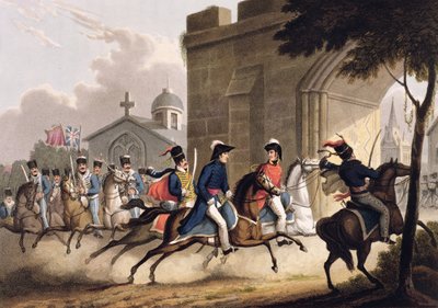 1813年5月20日，惠灵顿勋爵进入萨拉曼卡的Hussars军团，从1799年至1815年的“英国和她的同盟军事成就”，James Jenkins，eng 作者 William Heath