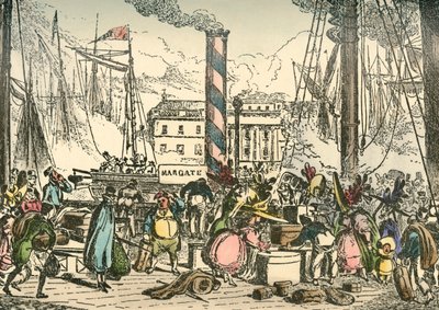 登上伦敦桥码头的马盖特蒸汽小包，1838年 作者 威廉·希思