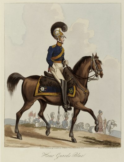 骑兵卫队蓝色，皇家马卫兵团的统一研究，1820年（彩色aquatint） 作者 威廉·希思