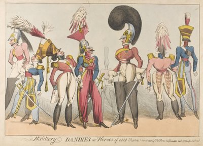 军事花花公子或英雄1818年，1818年（彩色蚀刻） 作者 威廉·希思
