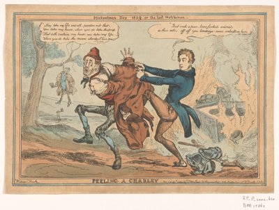 Spotprent op Sir Robert Peel
剥皮查利/1829 年米迦勒节或最后的守望者（标题见实物） 作者 威廉·希思