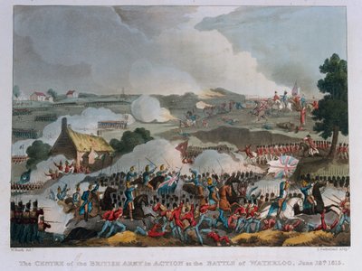 英国军队在1815年滑铁卢战役中的行动中心（aquatint） 作者 威廉·希思