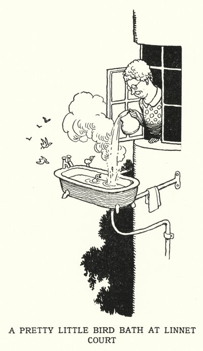 A Pretty Little Bird Bath at Linnet Court (litho) 作者 威廉·希思·罗宾逊
