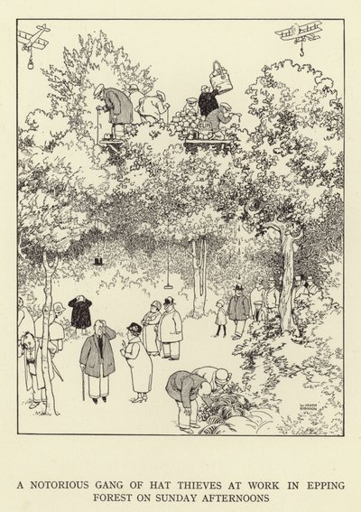 星期天下午，一群臭名昭着的帽子小偷在Epping Forest工作 作者 威廉·希思·罗宾逊